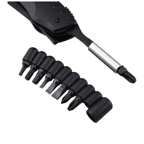 SCX.design T30 Multitool Taschenmesser mit 10 Funktionen, schwarz bedrucken, Art.-Nr. 1PX16690