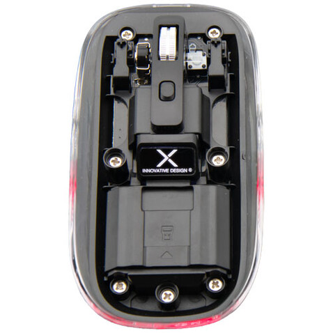 SCX.design O24 transparente wireless multimode 2.4 Ghz Bluetooth® Maus mit Leuchtlogo, transparent klar bedrucken, Art.-Nr. 1PX16701