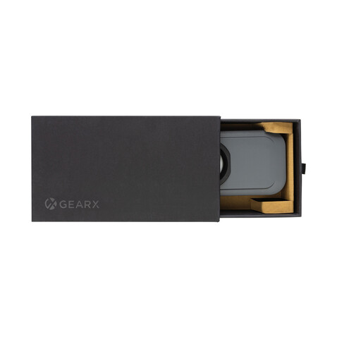 Gear X wiederaufladbare USB Arbeitsleuchte aus RCS rPlastik grau bedrucken, Art.-Nr. P513.162