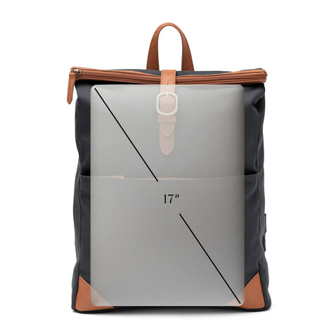 VINGA Sloane-Rucksack RCS aus recyceltem Polyester grau bedrucken, Art.-Nr. 560125