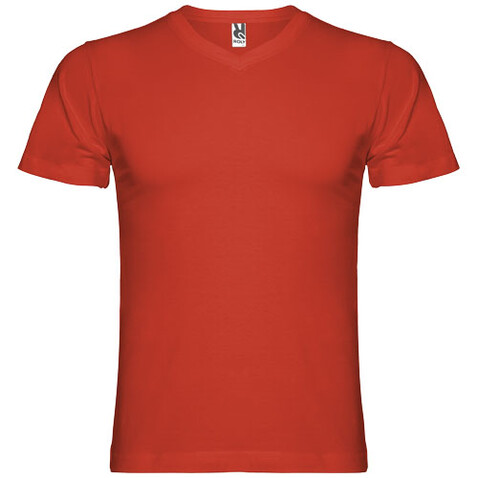 Samoyedo T-Shirt mit V-Ausschnitt für Herren, rot bedrucken, Art.-Nr. R65034I4