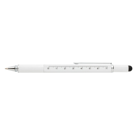 5-in-1 Aluminium Tool-Stift weiß bedrucken, Art.-Nr. P221.553