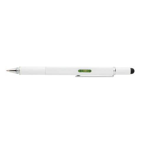 5-in-1 Aluminium Tool-Stift weiß bedrucken, Art.-Nr. P221.553