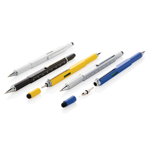 5-in-1 Aluminium Tool-Stift weiß bedrucken, Art.-Nr. P221.553