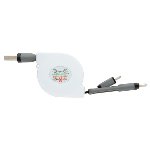 3-in-1 ausziehbares Kabel schwarz bedrucken, Art.-Nr. P302.221