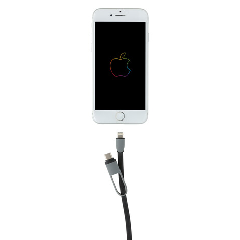 3-in-1 ausziehbares Kabel schwarz bedrucken, Art.-Nr. P302.221