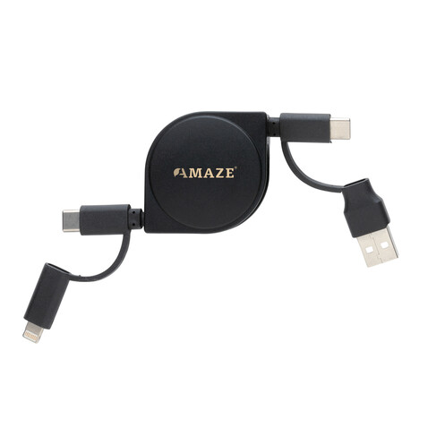6-in-1 Kabel aus TPE und RCS Standard recyceltem Kunststoff schwarz bedrucken, Art.-Nr. P302.661