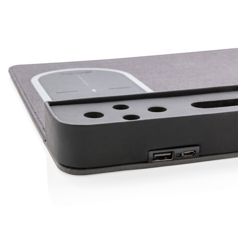 Air Mousepad mit 5W Wireless Charger und USB schwarz bedrucken, Art.-Nr. P308.251