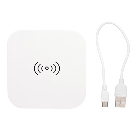 Wireless-5W-Charging-Pad weiß bedrucken, Art.-Nr. P308.923
