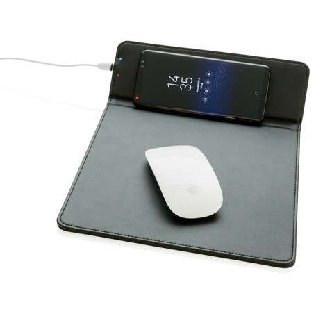 Mousepad mit Wireless-5W-Charging Funktion schwarz bedrucken, Art.-Nr. P308.941