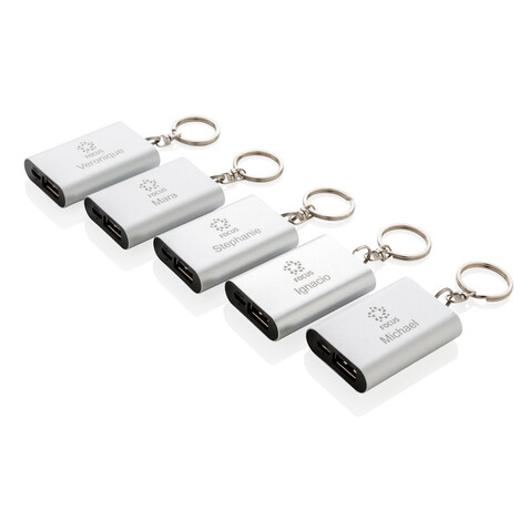 1.000 mAh Schlüsselanhänger Powerbank silber bedrucken, Art.-Nr. P324.190