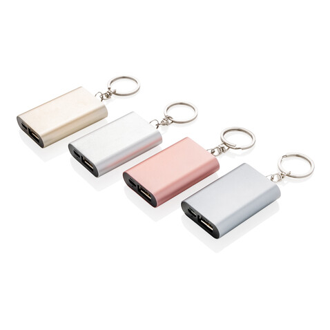 1.000 mAh Schlüsselanhänger Powerbank silber bedrucken, Art.-Nr. P324.190