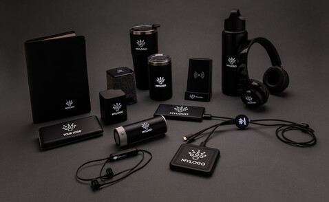 Wireless Ohrhörer mit leuchtendem Logo schwarz bedrucken, Art.-Nr. P328.041