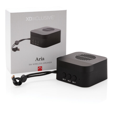 Aria 5W kabelloser Lautsprecher schwarz bedrucken, Art.-Nr. P328.671