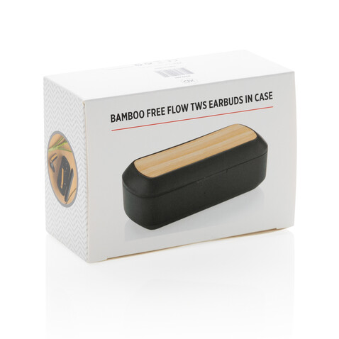 Bambus Free Flow TWS Ohrhörer in Ladebox schwarz bedrucken, Art.-Nr. P329.061