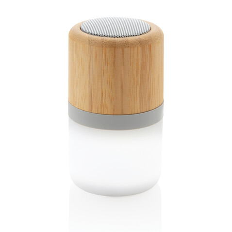 3W farbwechselnder Lautsprecher aus Bambus weiß bedrucken, Art.-Nr. P329.343