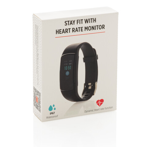 Stay Fit Activity-Tracker mit Herzfrequenzmessung schwarz bedrucken, Art.-Nr. P330.741