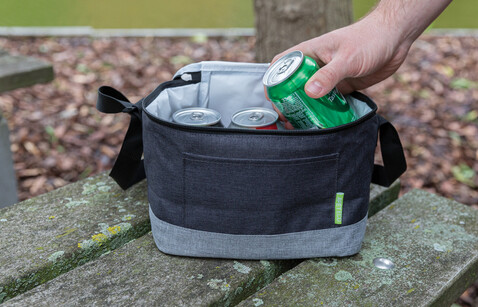 Zweifarbige RPET Kühltasche grau, grau bedrucken, Art.-Nr. P422.282