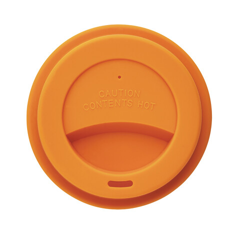 ECO PLA Kaffeebecher orange, weiß bedrucken, Art.-Nr. P432.888