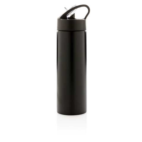 Sport Edelstahlflasche mit Trinkvorrichtung schwarz bedrucken, Art.-Nr. P433.161