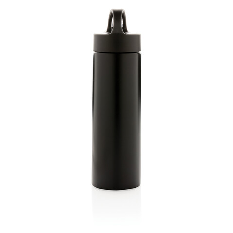 Sport Edelstahlflasche mit Trinkvorrichtung schwarz bedrucken, Art.-Nr. P433.161