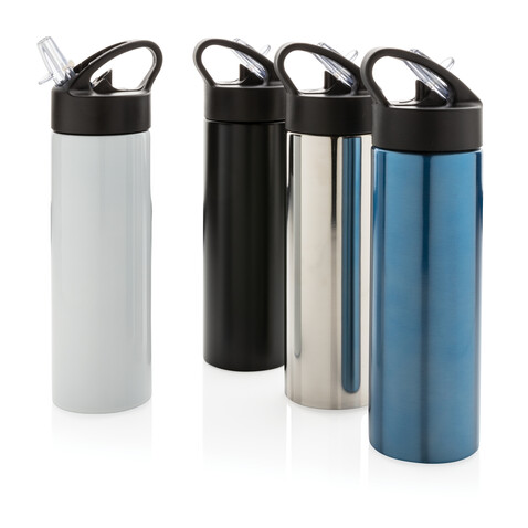 Sport Edelstahlflasche mit Trinkvorrichtung schwarz bedrucken, Art.-Nr. P433.161