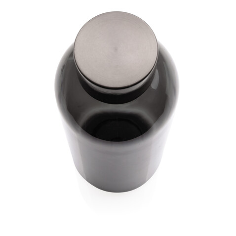 Auslaufsichere Trinkflasche mit Metalldeckel schwarz bedrucken, Art.-Nr. P433.441