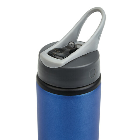 Aluminium Sportflasche blau, anthrazit bedrucken, Art.-Nr. P436.565