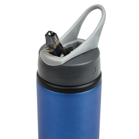 Aluminium Sportflasche blau, anthrazit bedrucken, Art.-Nr. P436.565