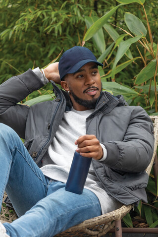 Impact 6 Panel Kappe aus 280gr rCotton mit AWARE™ Tracer navy blau bedrucken, Art.-Nr. P453.309