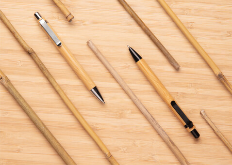 Bambus Kugelschreiber braun, silber bedrucken, Art.-Nr. P610.329