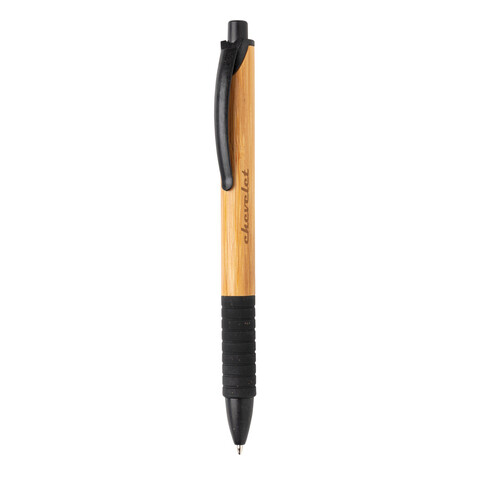Bambus &amp; Weizenstroh Stift schwarz bedrucken, Art.-Nr. P610.531