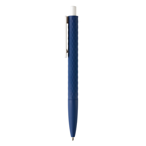 X3-Stift mit Smooth-Touch navy blau, weiß bedrucken, Art.-Nr. P610.969