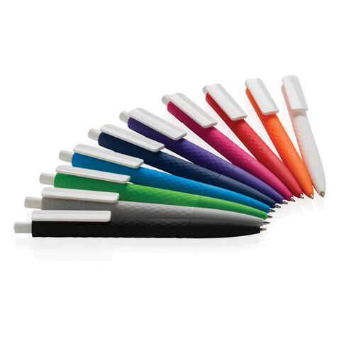 X3-Stift mit Smooth-Touch navy blau, weiß bedrucken, Art.-Nr. P610.969