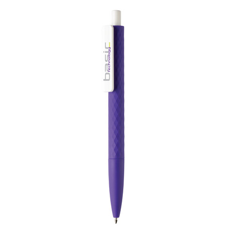 X3-Stift mit Smooth-Touch lila, weiß bedrucken, Art.-Nr. P610.966