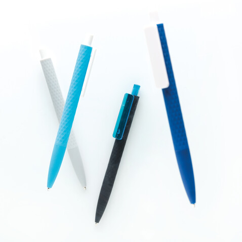 X3-Stift mit Smooth-Touch blau, weiß bedrucken, Art.-Nr. P610.965