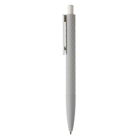 X3-Stift mit Smooth-Touch grau, weiß bedrucken, Art.-Nr. P610.962