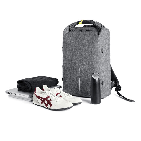 Urban schnitthemmender Anti-Diebstahl-Rucksack grau bedrucken, Art.-Nr. P705.642