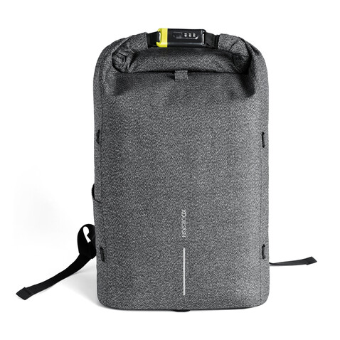 Urban schnitthemmender Anti-Diebstahl-Rucksack grau, schwarz bedrucken, Art.-Nr. P705.642