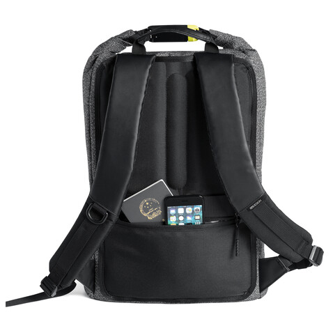 Urban schnitthemmender Anti-Diebstahl-Rucksack grau, schwarz bedrucken, Art.-Nr. P705.642