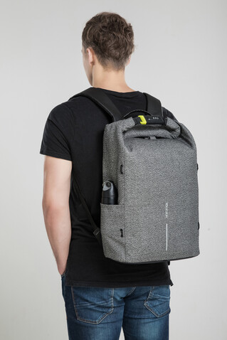 Urban schnitthemmender Anti-Diebstahl-Rucksack grau, schwarz bedrucken, Art.-Nr. P705.642