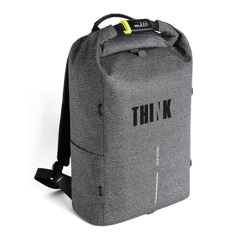 Urban schnitthemmender Anti-Diebstahl-Rucksack grau, schwarz bedrucken, Art.-Nr. P705.642