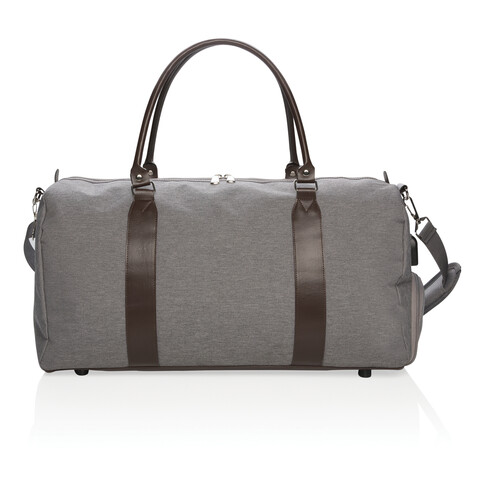 Wochenendtasche mit USB A-Ausgang grau bedrucken, Art.-Nr. P707.052 Wochenendtasche mit USB A-Ausgang grau bedrucken, Art.-Nr. P707.052
