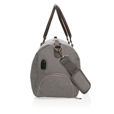 Wochenendtasche mit USB A-Ausgang grau bedrucken, Art.-Nr. P707.052 Wochenendtasche mit USB A-Ausgang grau bedrucken, Art.-Nr. P707.052
