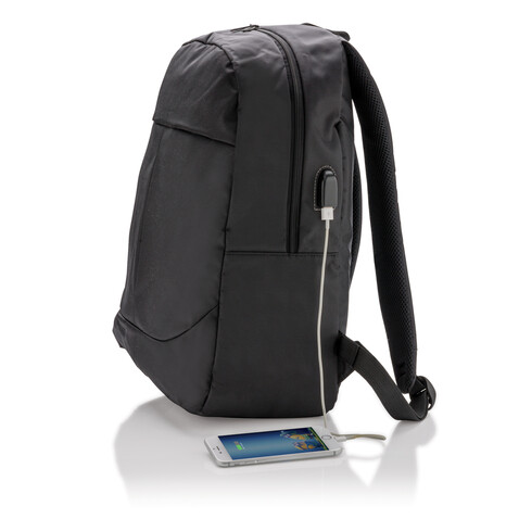 Power USB Laptop-Rucksack schwarz bedrucken, Art.-Nr. P732.061