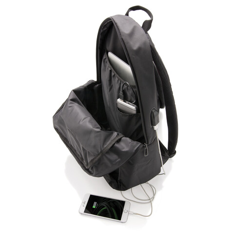 Power USB Laptop-Rucksack schwarz bedrucken, Art.-Nr. P732.061