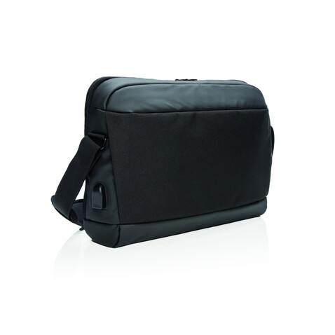 Madrid RFID USB 15.6&quot; Laptoptasche, PVC-frei schwarz, schwarz bedrucken, Art.-Nr. P732.361