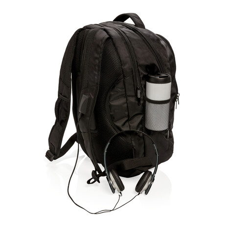 Outdoor Laptop Rucksack schwarz bedrucken, Art.-Nr. P742.010