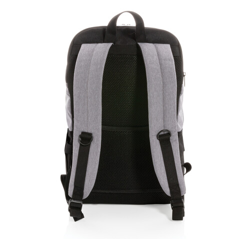 Moderner 15.6&quot; USB &amp; RFID Laptop-Rucksack, PVC-frei schwarz bedrucken, Art.-Nr. P760.051