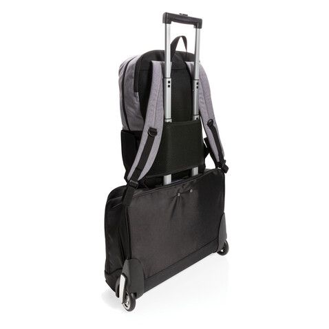 Moderner 15.6&quot; USB &amp; RFID Laptop-Rucksack, PVC-frei schwarz bedrucken, Art.-Nr. P760.051